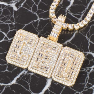Customized trendy square English letter pendant full of zircon personalized letter versatile splicing jewelry