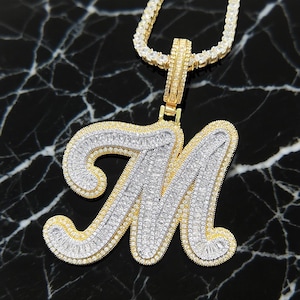 Collar de moda hip-hop con colgante de letra única personalizado y lleno de circonitas
