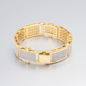Iced Out Cuban Link Bracelet: 14K Gold Plated, VVS Cubic Zirconia