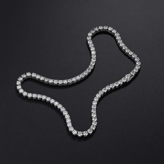 モアッサナイトダイヤモンドテニスチェーンネックレスS925スターリング