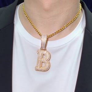 Personalized Bling Letter Pendant Necklace – Custom Iced Out Hip Hop Style initial Necklace Pendant, Birthday Gift