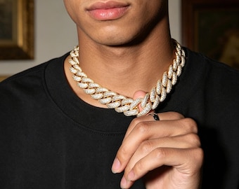 20mm Iced Out CZ Diamond Cuban Link Chain: 18K Gold Plated Hip Hop Necklace