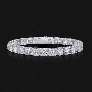 Moissanite Diamond Tennis Chain Bracelet, 925 Sterling Silver, Iced Out Women&#39;s & Men&#39;s Tennis Chain Bracelet, Bling Jewelry for Gifts