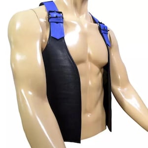 Men Premium Leather Bartender Vest Cowhide Bar Waistcoat Open Front Vintage Style, Handmade Gay Bar Vest Open Front Vintage Style Party Vest