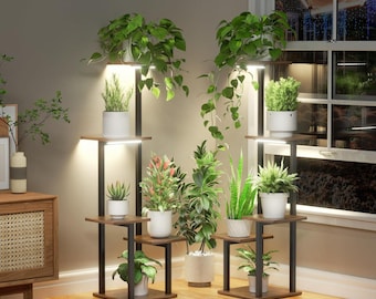 Plant Stand with Grow Light: 5-Tier Corner Metal Shelf - 2 Pack