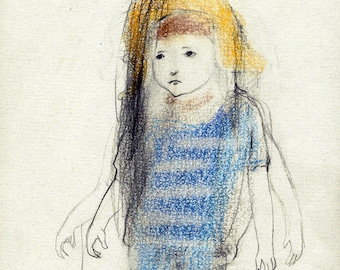 Child drawing illustration original portrait people figurative boy girl