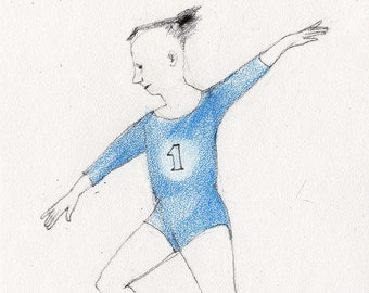 Gymnast Girl original illustration drawing pencil