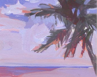 Palm on the Beach original landscape painting acrylic paper