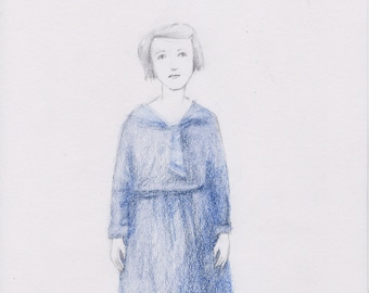 Girl In A Sailor Dress original drawing portrait