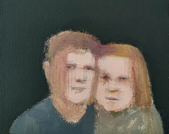 Two original painting square small portrait