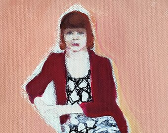 Sitting woman original painting woman portrait figurative