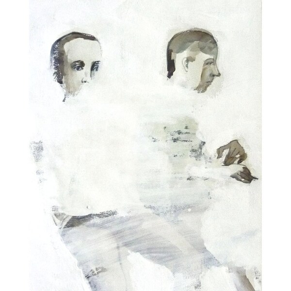 RESERVED for Art SALE White Day original painting figurative people