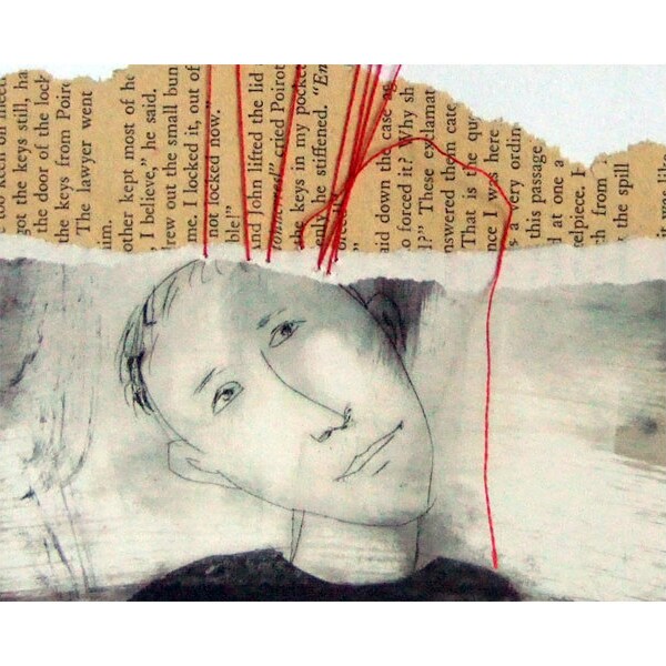 CONNECTION original collage mixed media paper figurative