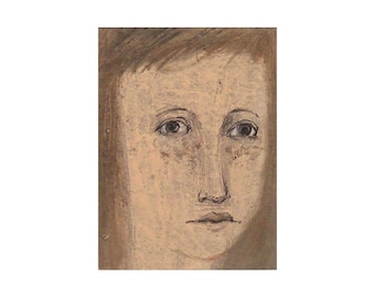 Freckles girl original portrait pastel Matted