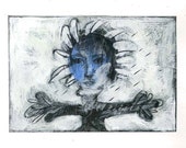 Flower face art painting original acrylics small paper