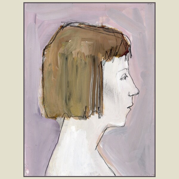 Girl Woman Profile portrait original painting illustration