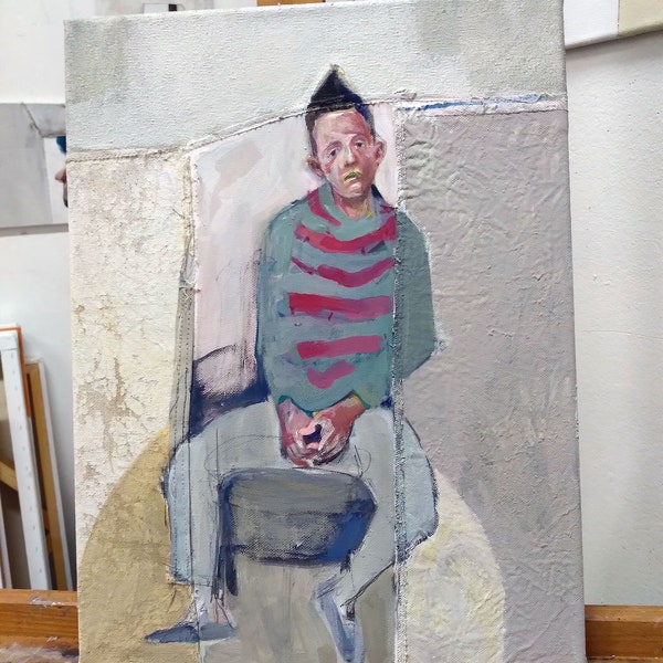 Break original painting  man portrait acrylic canvas