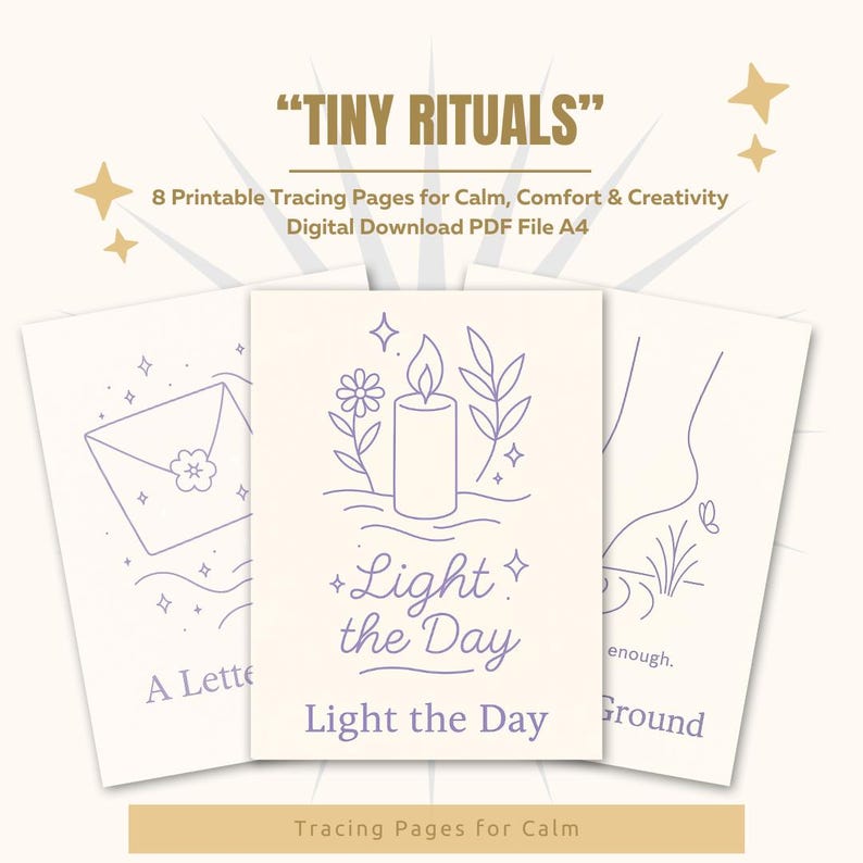 Savoring Rituals Worksheet Tiny Rituals Tracing Set – 8 Printable Self-care Affirmation Pages ...