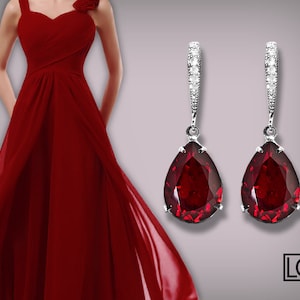 Red Crystal Earrings, Swarovski Siam Red Rhinestone Silver Earrings, Wedding Red Earrings, Bridesmaids Red Earrings, Wedding Red Jewelry