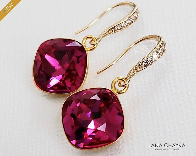 Fuchsia Five-Pointed Stars Prom Earrings