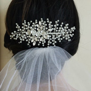 Pearl Crystal Bridal Hair Comb, Pearl Side Comb, Wedding Hair Piece, White Pearl Headpiece, Bridal Hair Accessories, Pearl Bridal Hairpiece
