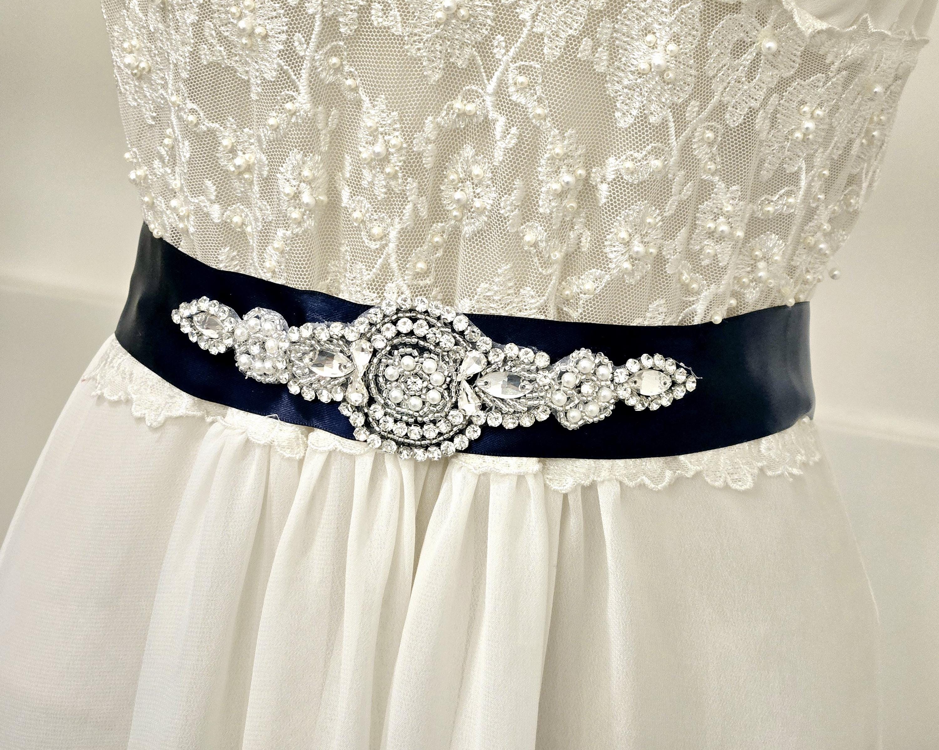 navy blue wedding dress belt YouLaPan Ladies Dress Belt Navy Blue Rhinestone Elegant Wedding Belt