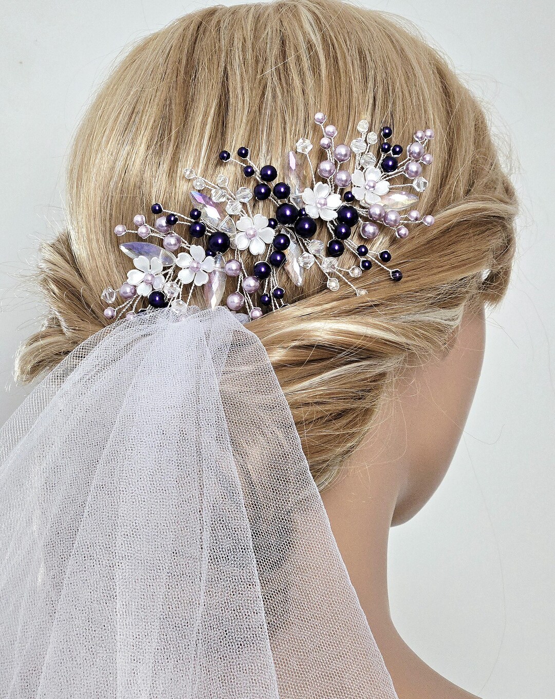 Lilac Lavender Purple Wedding Trendy Hair Comb, Violet Bridal Side ...