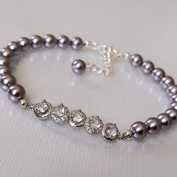 Light Purple Pearl Bracelet, Mauve Pearl Silver Wedding Bracelet, Light Purple Bridal Bracelet, Purple Wedding Jewelry, Lilac Pearl Bracelet
