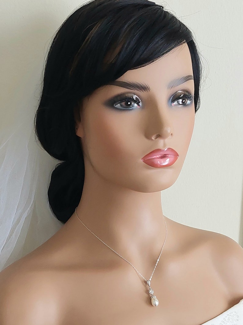 Pearl Bridal Jewelry Set White Pearl CZ Silver Wedding Set Etsy