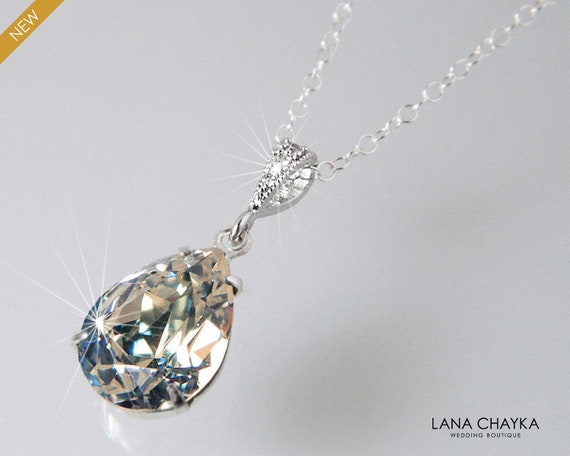 MOONLIGHT Crystal Necklace Swarovski Moonlight Silver - Etsy