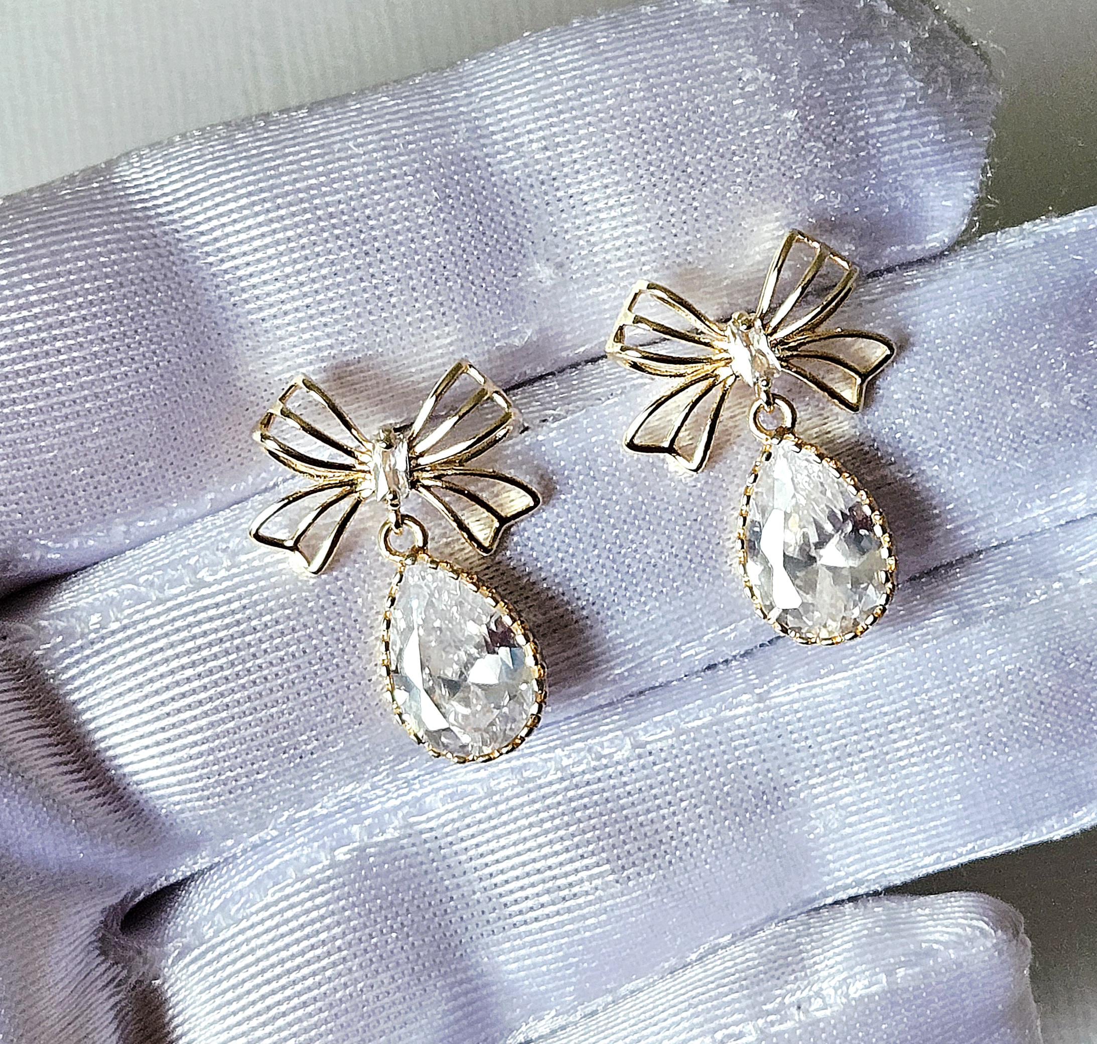 Boucles D'oreilles Pendantes Boho Avec Nœud Et Strass - Style élégant Pour Femmes Et Filles - 5
