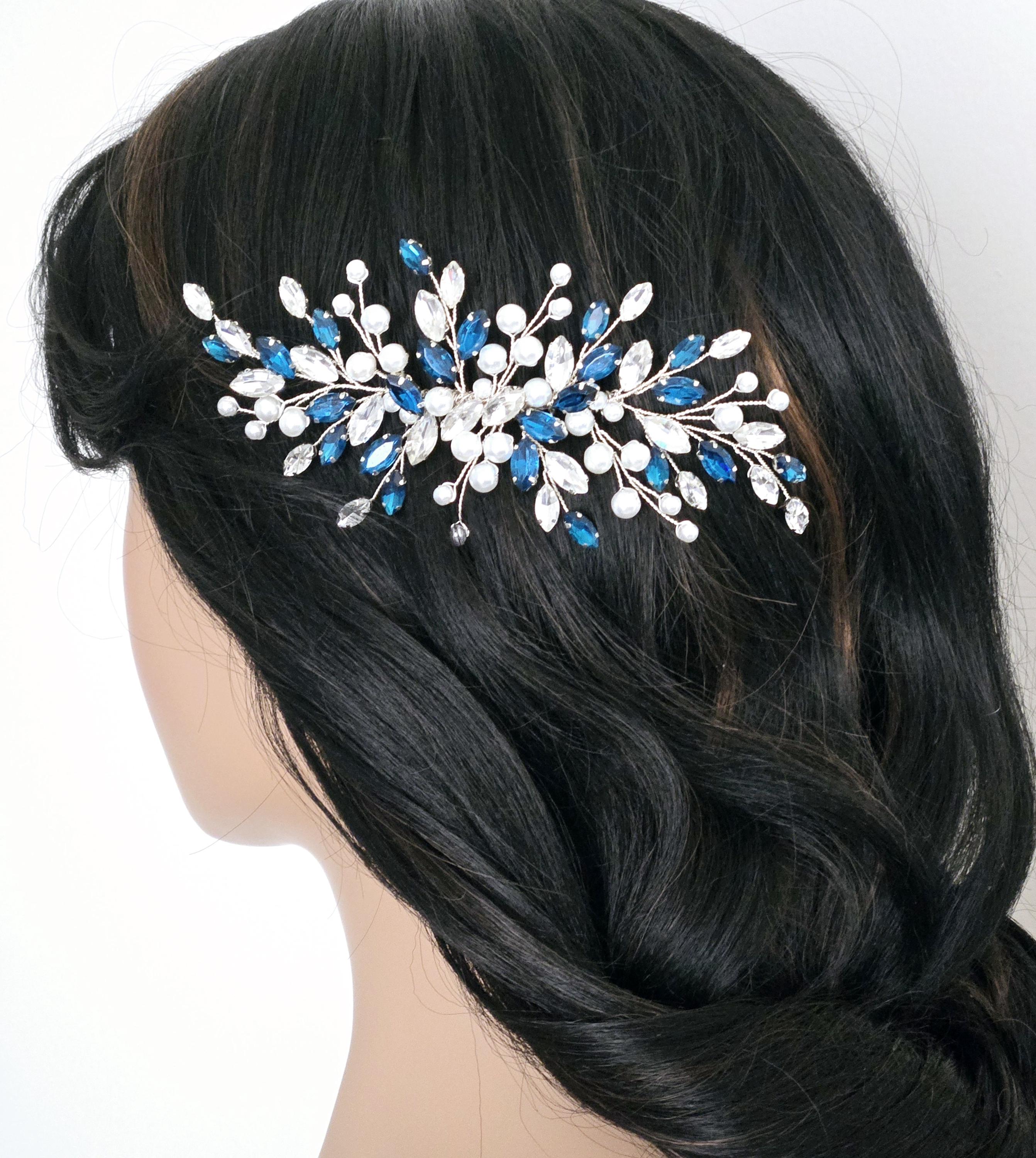 IYOU Sposa Nozze Pettine per Capelli Verde Cristallo Pezzi di Capelli Strass Pettini Laterali per Matrimoni Ballo Studentesco Festa Accessori per Capelli per Donne