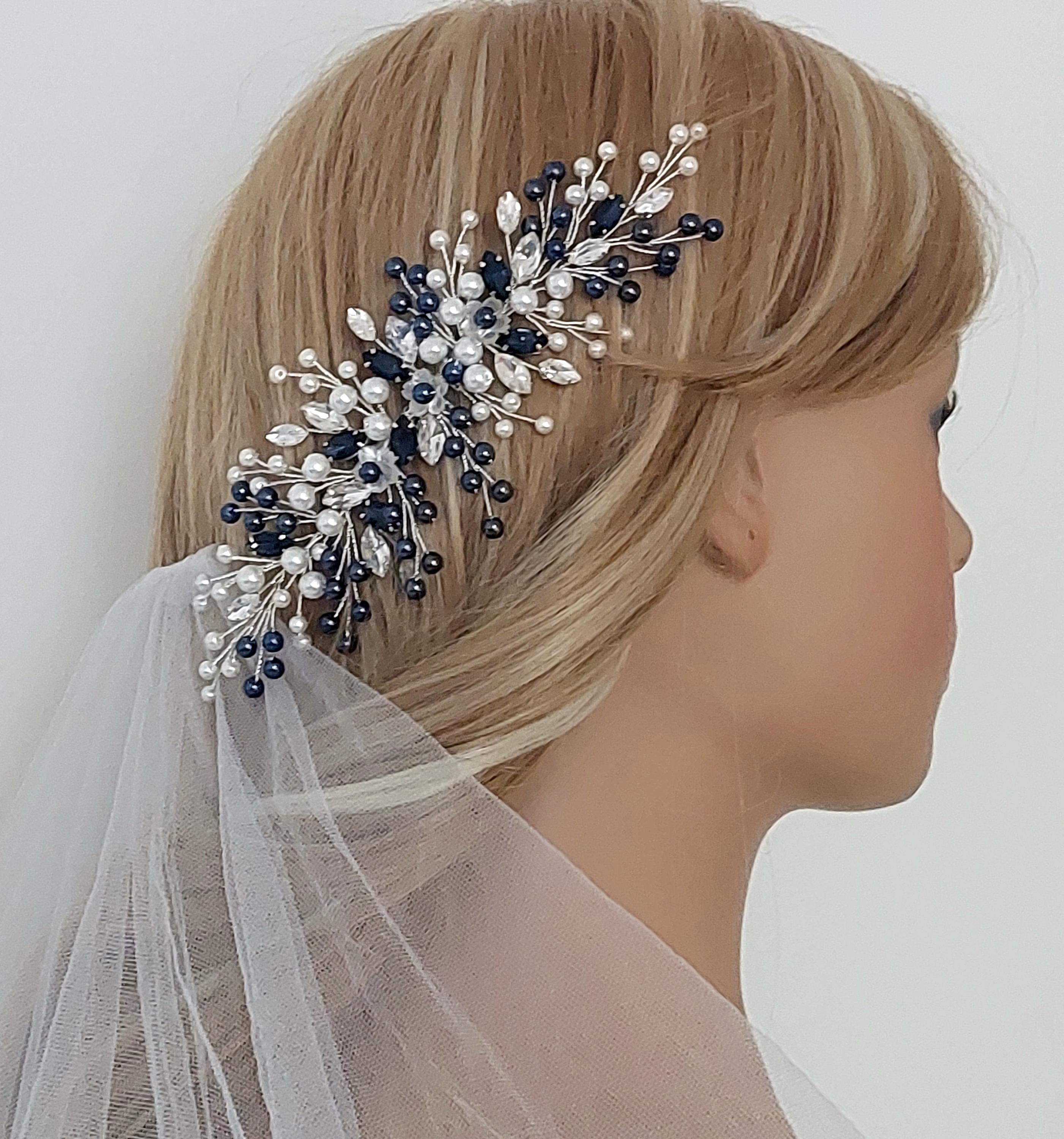NEW Bridal hair piece- pearl and stones Porcelain Flower Wedding Hair Pin - Cassandra Lynne main image 2