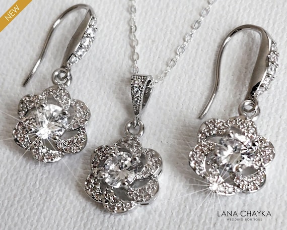 Paxuan Elegante set di gioielli da sposa floreale per donne/spose