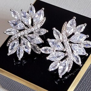 Crystal Bridal Earrings, Cubic Zirconia Wedding Earrings, Cubic Zirconia Halo Earrings, Clear CZ Earring Studs, Crystal Bridal Prom Jewelry
