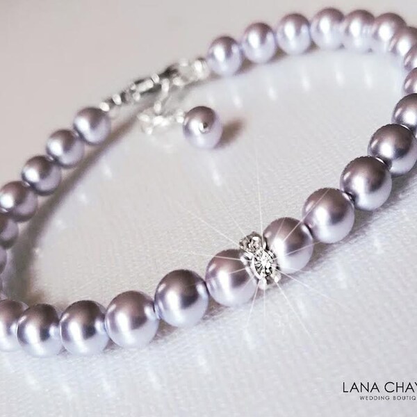 Lavender Pearl Bridal Bracelet, Light Lilac Pearl Wedding Bracelet, Lavender Silver Bracelet, Lavender Bridal Jewelry, Lilac Dainty Bracelet
