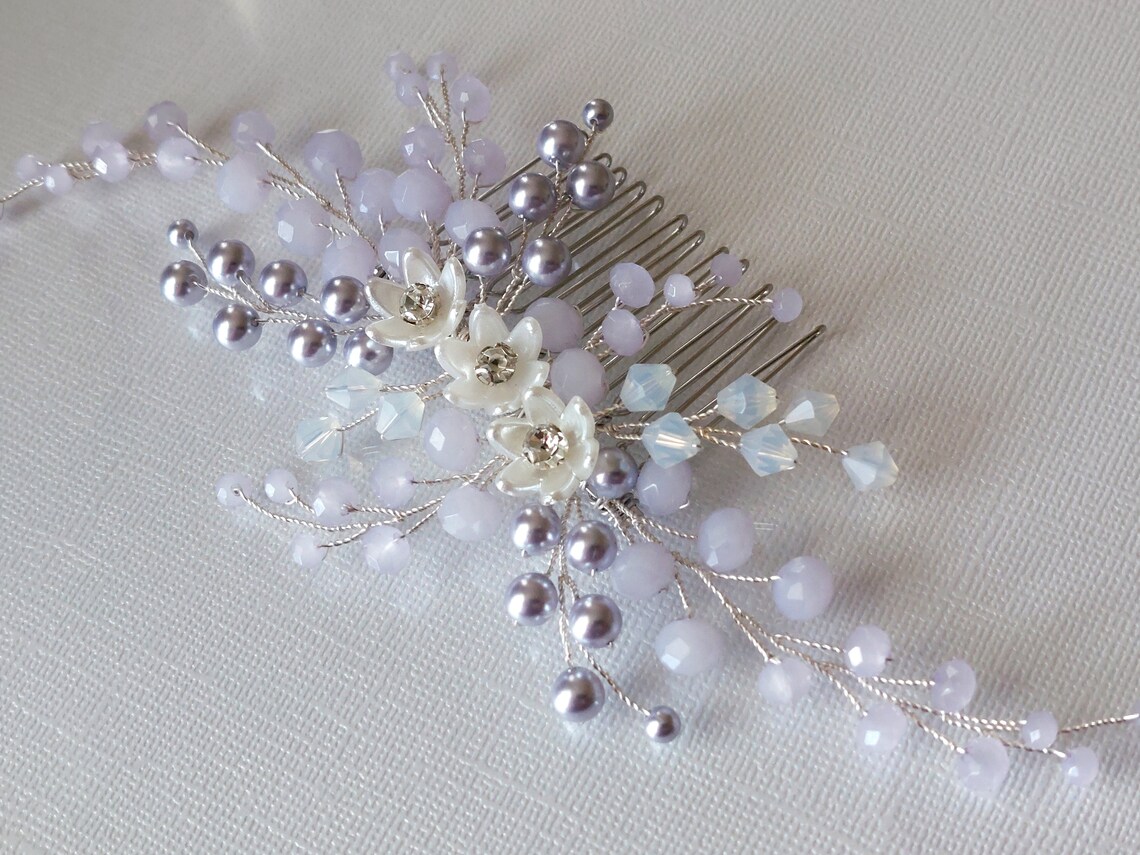 Lavender Bridal Hair Comb Lilac Wedding Hair Piece Pastel Etsy