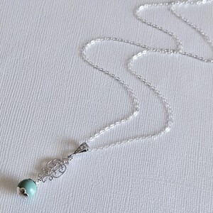 Jade Mint Pearl Silver Earrings Necklace Set, Aqua Green Pearls Studs, Jade Women Jewelry image 16