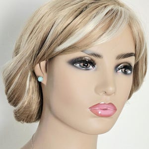 Jade Mint Pearl Silver Earrings Necklace Set, Aqua Green Pearls Studs, Jade Women Jewelry image 4