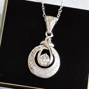 Cubic Zirconia Round Necklace, Zirconia Silver Pendant, Wedding Bridal Necklace, Fish Tails Bridal Necklace, Bridal Wedding Jewelry