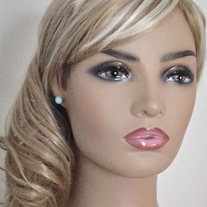 Jade Mint Pearl Silver Earrings Necklace Set, Aqua Green Pearls Studs, Jade Women Jewelry image 13