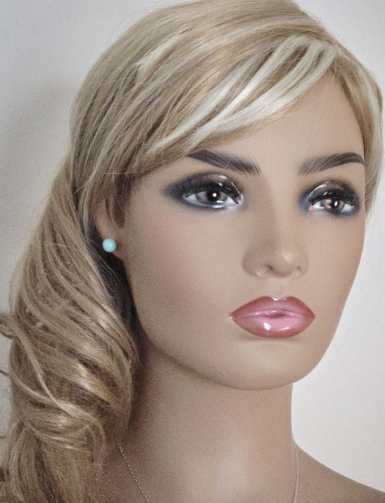 Jade Mint Pearl Silver Earrings Necklace Set, Aqua Green Pearls Studs, Jade Women Jewelry image 13