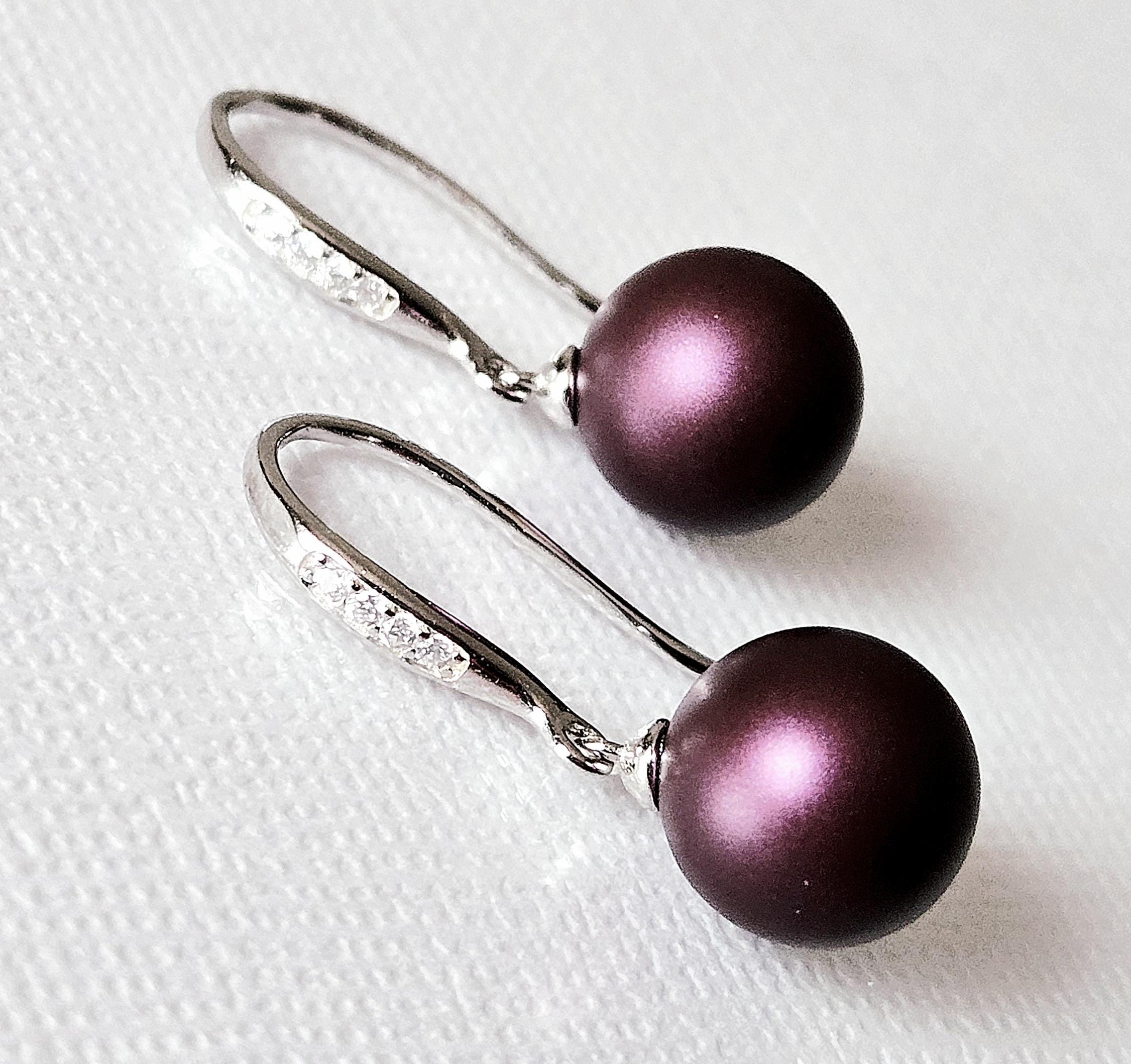 Purple Pearl Sterling Silver Earrings