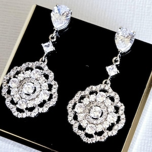 Crystal Bridal Earrings, Cubic Zirconia Wedding Earrings, Zirconia Chandelier Bridal Earrings, Crystal Bridal Wedding Jewelry, Prom Earrings