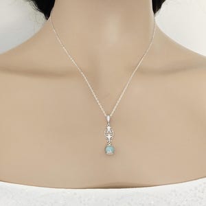 Jade Mint Pearl Silver Earrings Necklace Set, Aqua Green Pearls Studs, Jade Women Jewelry image 6