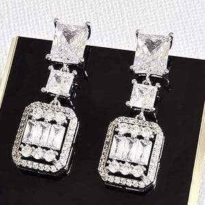 Cubic Zirconia Bridal Earrings, Crystal Chandelier Wedding Earrings, Zirconia Halo Dangle Earrings, Wedding Zirconia Jewelry, Prom Earrings