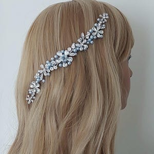 Blue Pearl Crystal Bridal Hair Comb, Wedding Blue Hair Piece, Blush Blue Side Hair Comb, Baby Blue Bridal Headpiece, Wedding Hair Jewelry