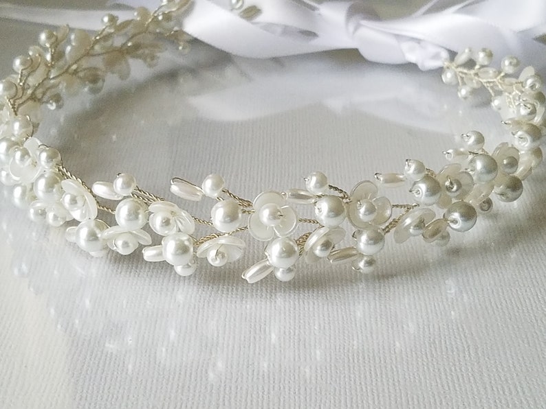 Pearl Bridal Hair Vine Wedding White Pearl Hair Piece Bridal Etsy