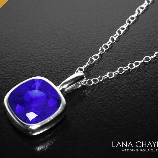 Collier Vintage Bleu Cobalt - Bijou Fantaisie En Verre