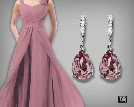 Women's Hot Pink Evening Dress, Gold Earrings | Pink evening dress, Elegant  prom dresses, Evening dresses